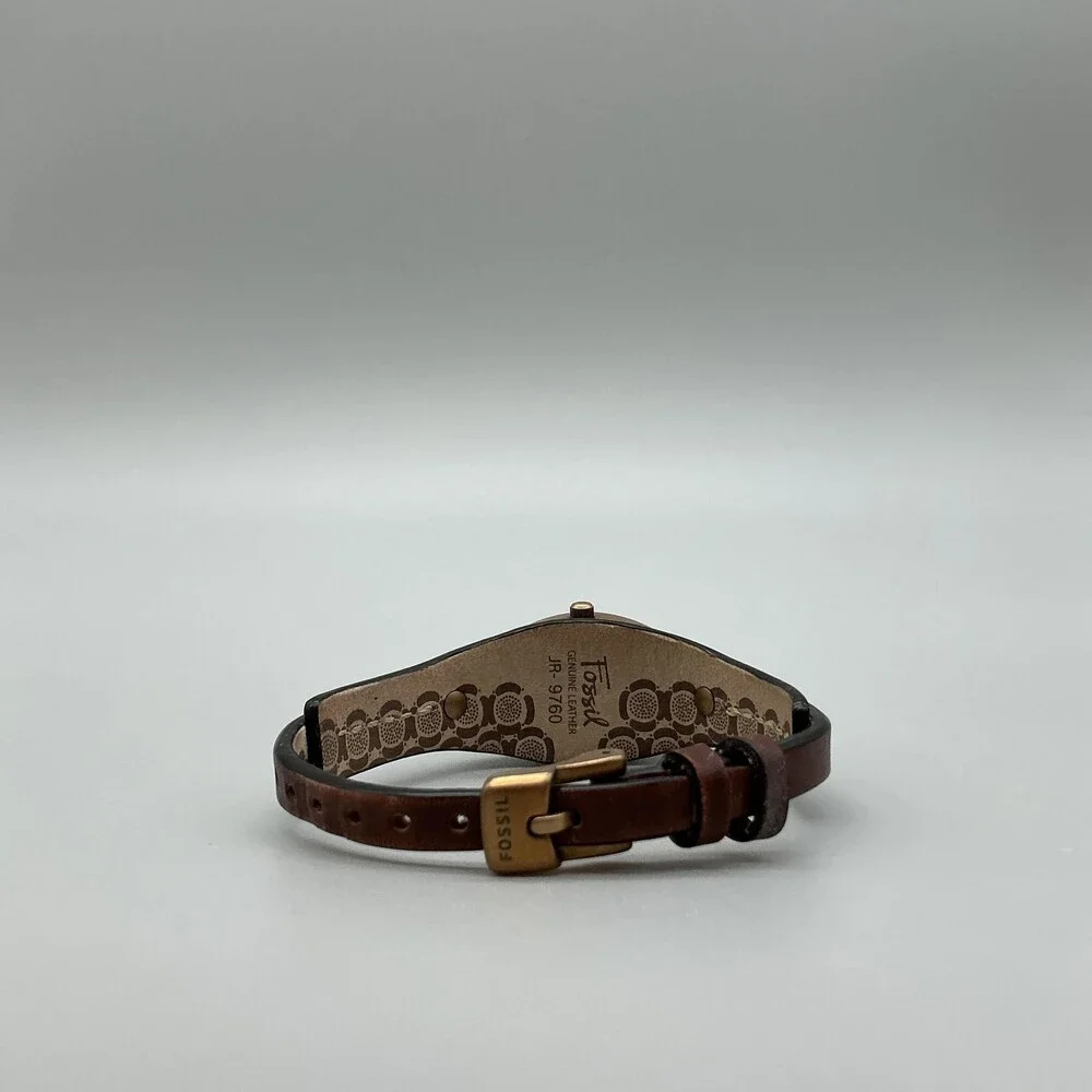 Fossil JR9780 Womens Watch 22mm Brown Dial Bronze Leather Cuff Date New Battery